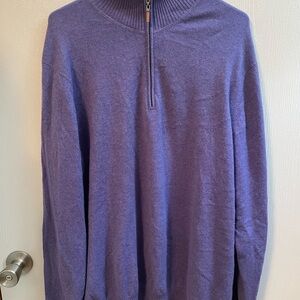 Kinross Cashmere Men's Zip-Up Sweater in Purple SZ XL